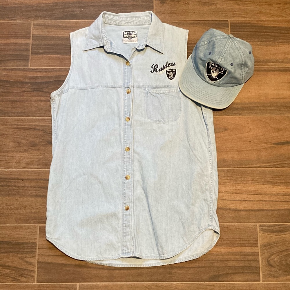 Vintage Raiders Women’s denim set of sleeveless shirt and hat